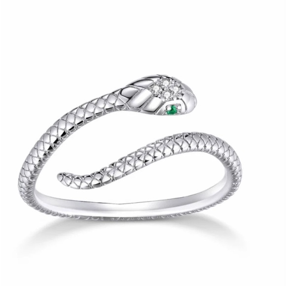 Sterling Silver Platinum Plated Necklace and Adjustable Ring - Picture 3 of 10